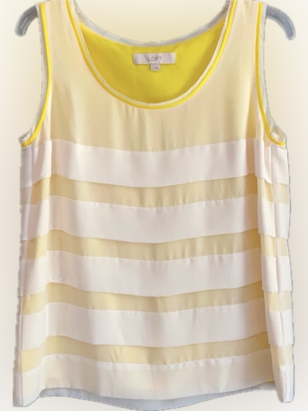 Yellow & White sleeveless top from LOFT Small - perfect for spring and summer!